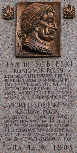 Sobieski plaque on outside wall of Kahlenberg Kirche