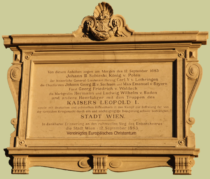 plaque at Kahlenberg Kirche from Stadt Wien