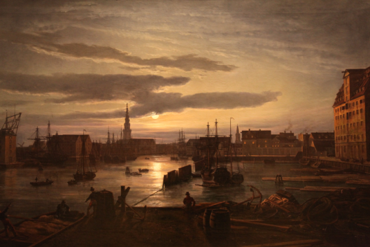 Copenhagen Harbour by Moonlight  by Johan Christian Dahl of Norway