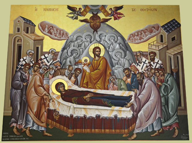 icon depicting the Dormition of the Blessed Theotokos in the Church of Saint Titus in Heraklion