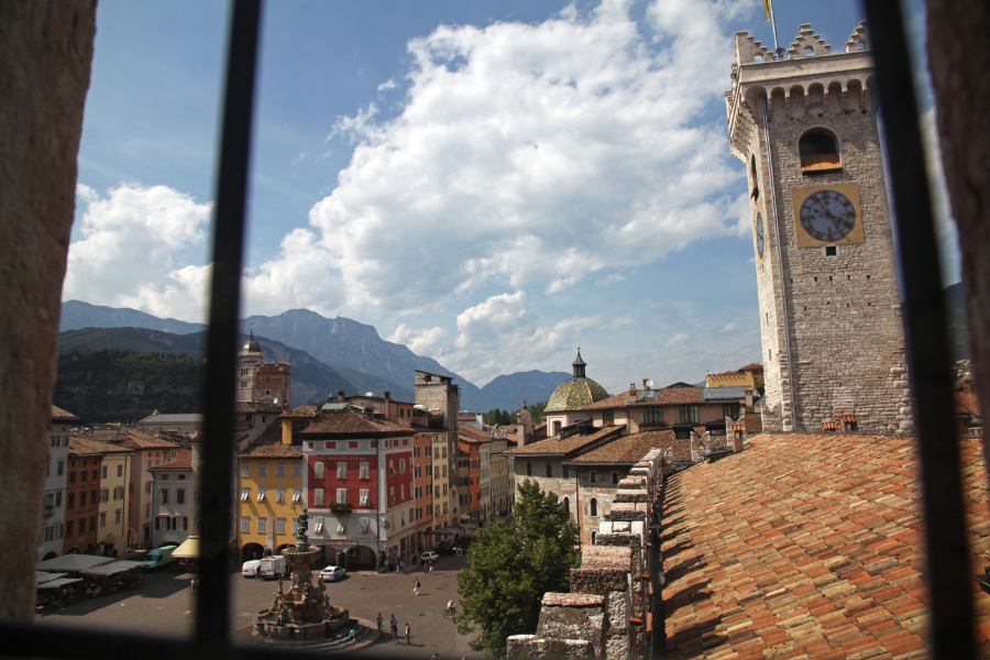 Trento and Torre Civica from a window of the 13th century Palazzo Pretorio, now the Tridentine Diocesan Museum
