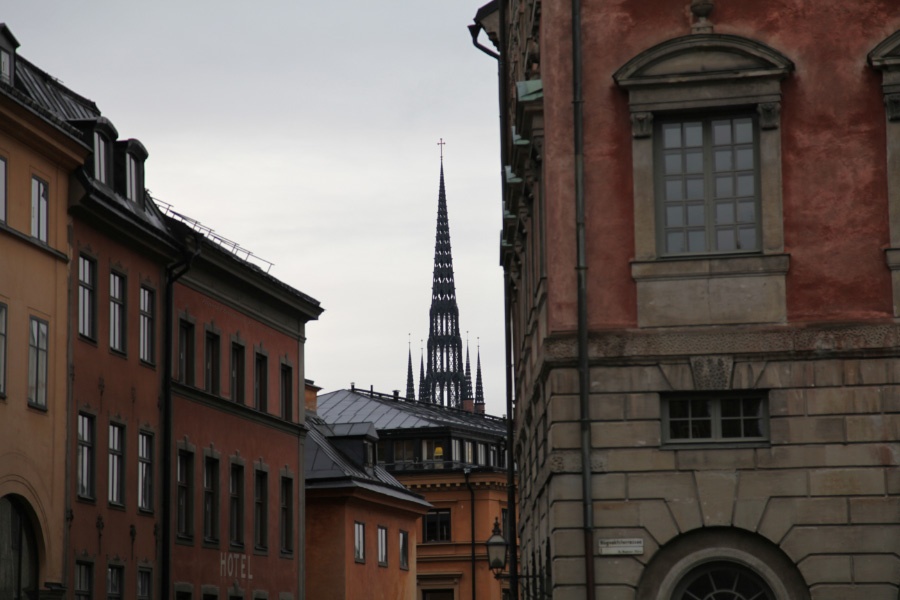 Stockholm with a view of the spire of Riddarholmskyrkan