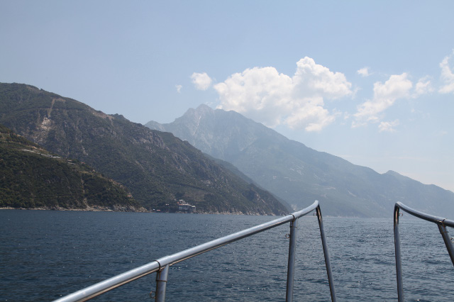 boat in Greek waters off Athos